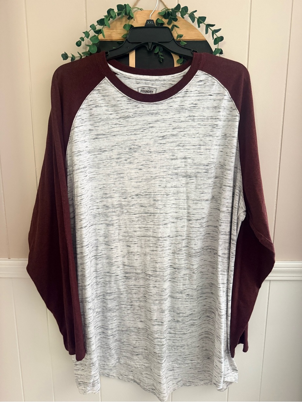 The Foundry Supply Co. Raglan Long-Sleeve Shirt - Maroon & Heather Gray